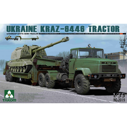 Camion tracteur + semi- remorque  porte-char KRAZ-6446 1/35 TAKOM