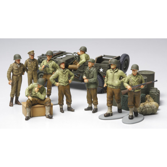 Jeep et Infanterie US at rest (au repos) WW2 maquette 1/48 TAMIYA