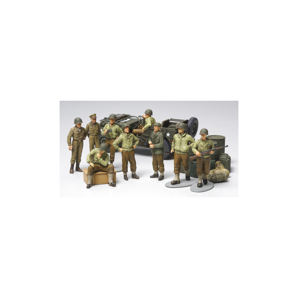 Jeep et Infanterie US at rest (au repos) WW2 maquette 1/48 TAMIYA