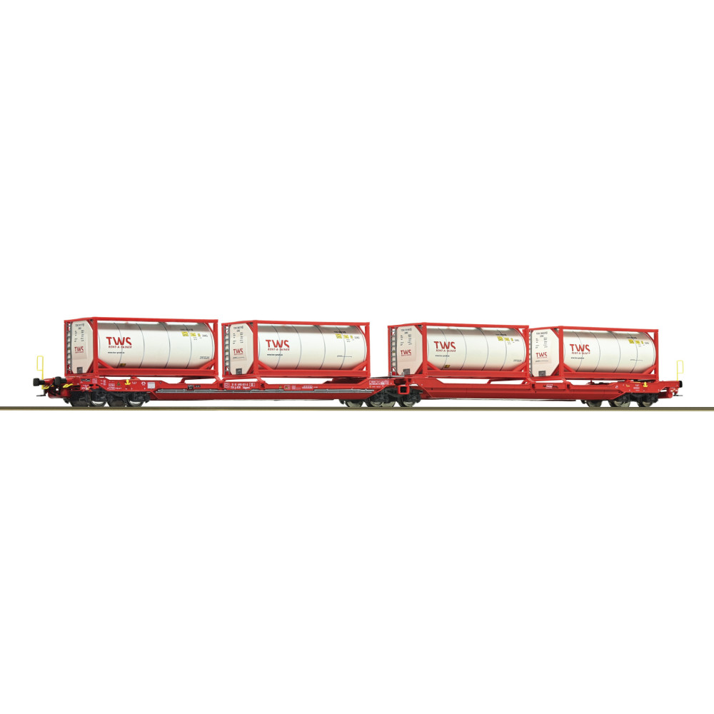 Wagon double Porte-Conteneur bogies T3000e Container TWS 1/87 ROCO
