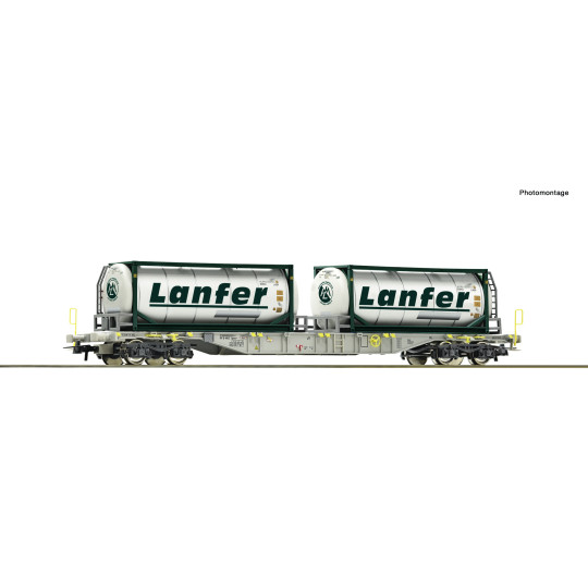 Wagon Porte-conteneur bogies AAE Container Lanfer 1/87 ROCO