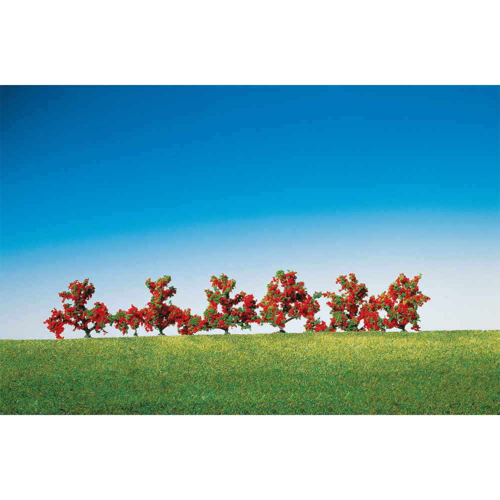6 buissons à fleurs rouges 1/87 HO FALLER