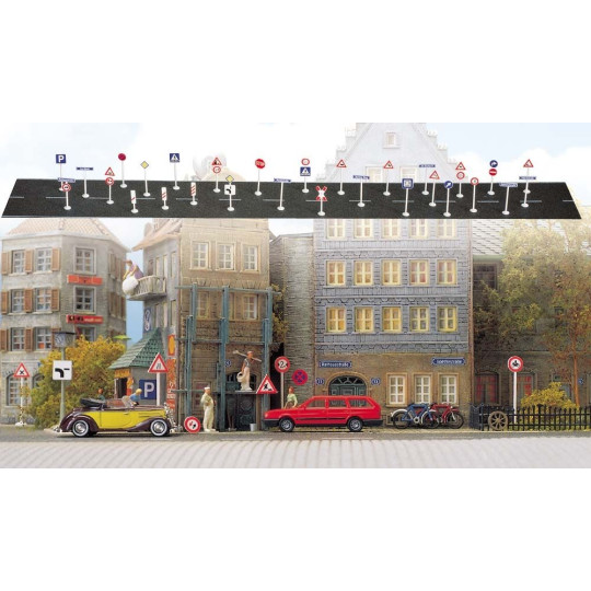 Panneaux routiers, plaques de rue, numéro maison 1/87 HO BUSCH