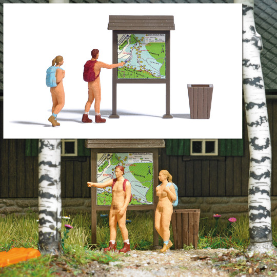 Couple de randonneurs nus 1/87 HO BUSCH