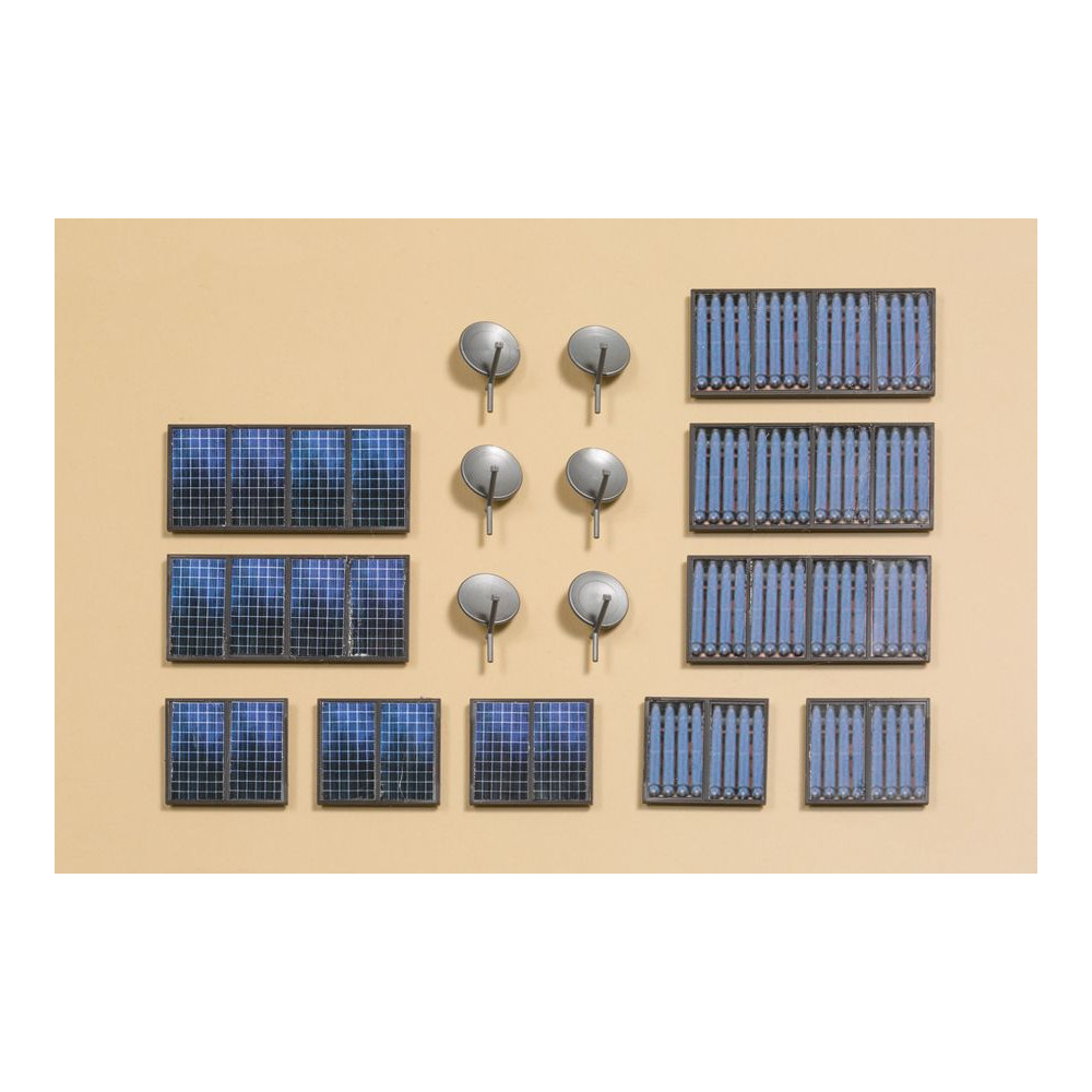 Maquette : 10 Panneaux solaire + 6 antennes satellites 1/87 HO AUHAGEN