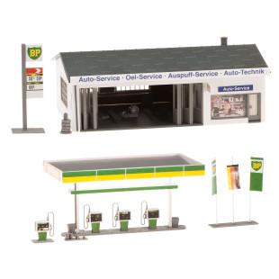 STATION SERVICE BP AVEC BAIES 1/87 HO FALLER