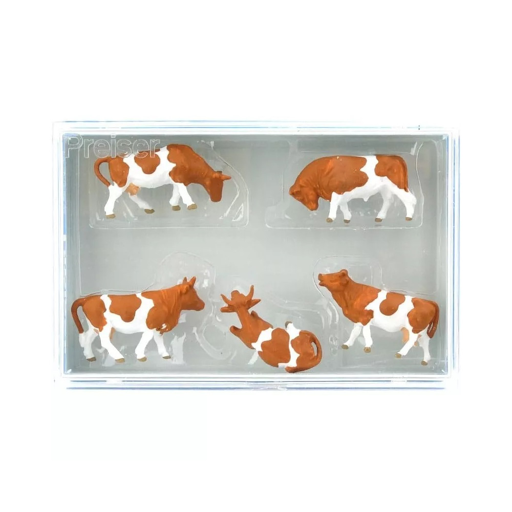 6 Vaches tâchées marron 1/87 HO PREISER