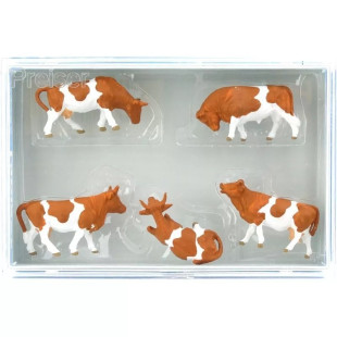 6 Vaches tâchées marron 1/87 HO PREISER