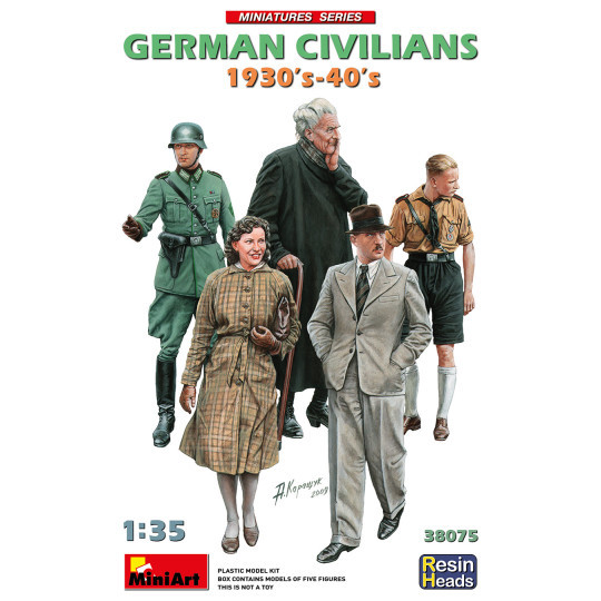 Civils allemands 1930-1940. Têtes en résine 1/35 MINIART