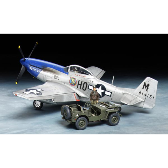 North American MUSTANG P-51D & JEEP 1/4ton maquette  1/48 TAMIYA