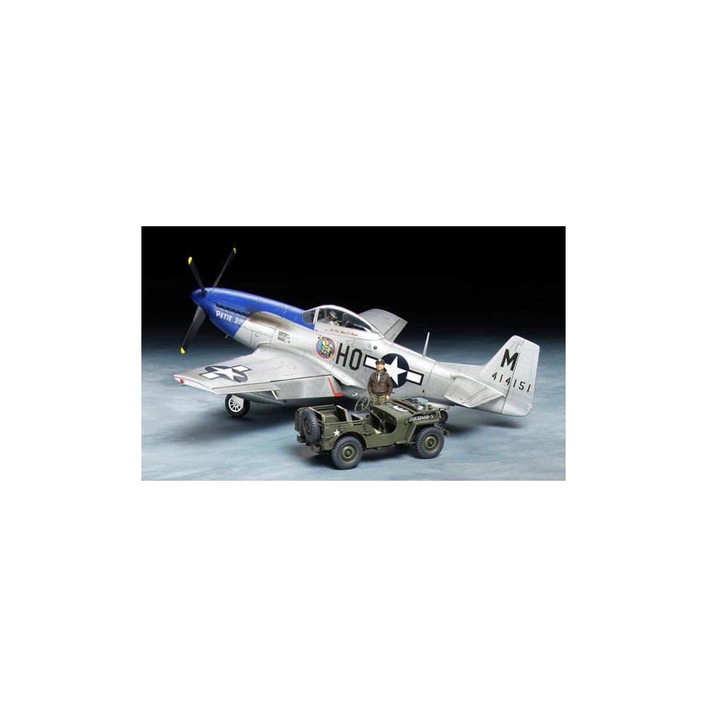 North American MUSTANG P-51D & JEEP 1/4ton maquette 1/48 TAMIYA