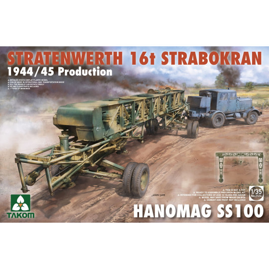 Camion tracteur WW2 Hanomag SS 100 + grue remorque maquette 1/35 TAKOM
