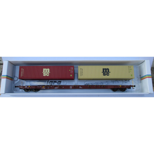 Wagon Porte-conteneur bogies Metrans Container MSC 1/87 IGRA