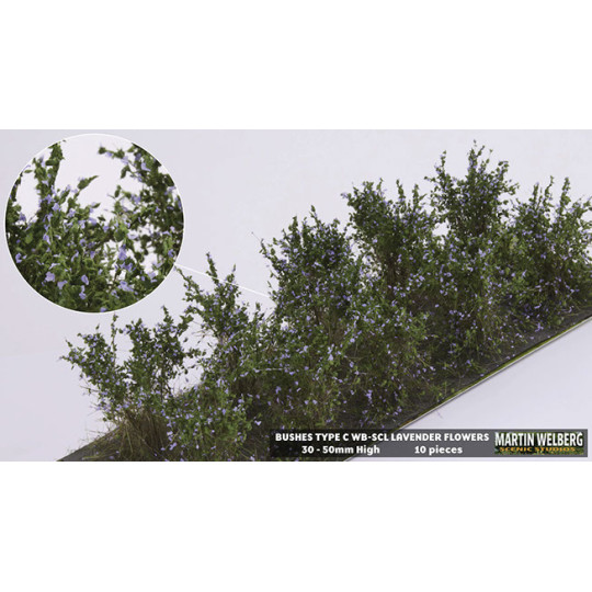 Décor Arbustes type C vert lavande 3-5 cm par 10 unités Martin Welberg