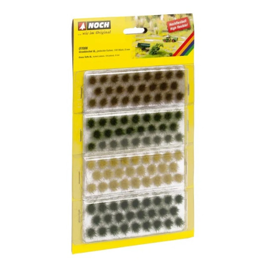Touffes d'herbe vert foncé,clair,marron,jaune XL 9 mm 104 pièces NOCH