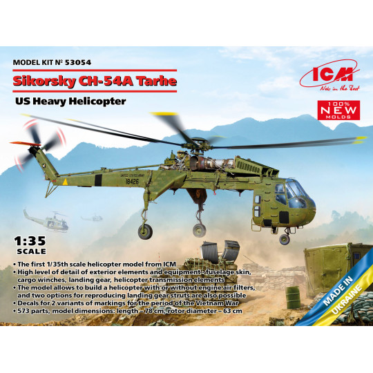 Hélicoptère US Sikorsky CH-54A Tarhe Skycrane maquette 1/35 ICM