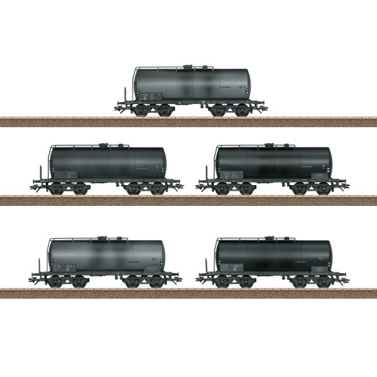 Coffret Set 5 u Wagons citernes bogies patinés 1/87 TRIX