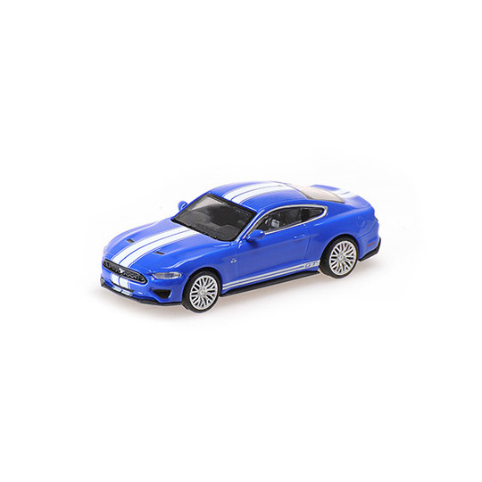FORD Mustang bleu bandes blanches 1/87 MINICHAMPS