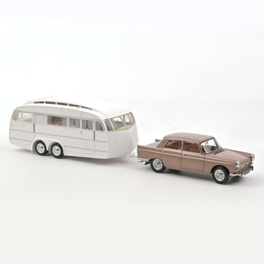 Peugeot 404 1965 Brun métallisé + Caravane Henon 1/18 NOREV