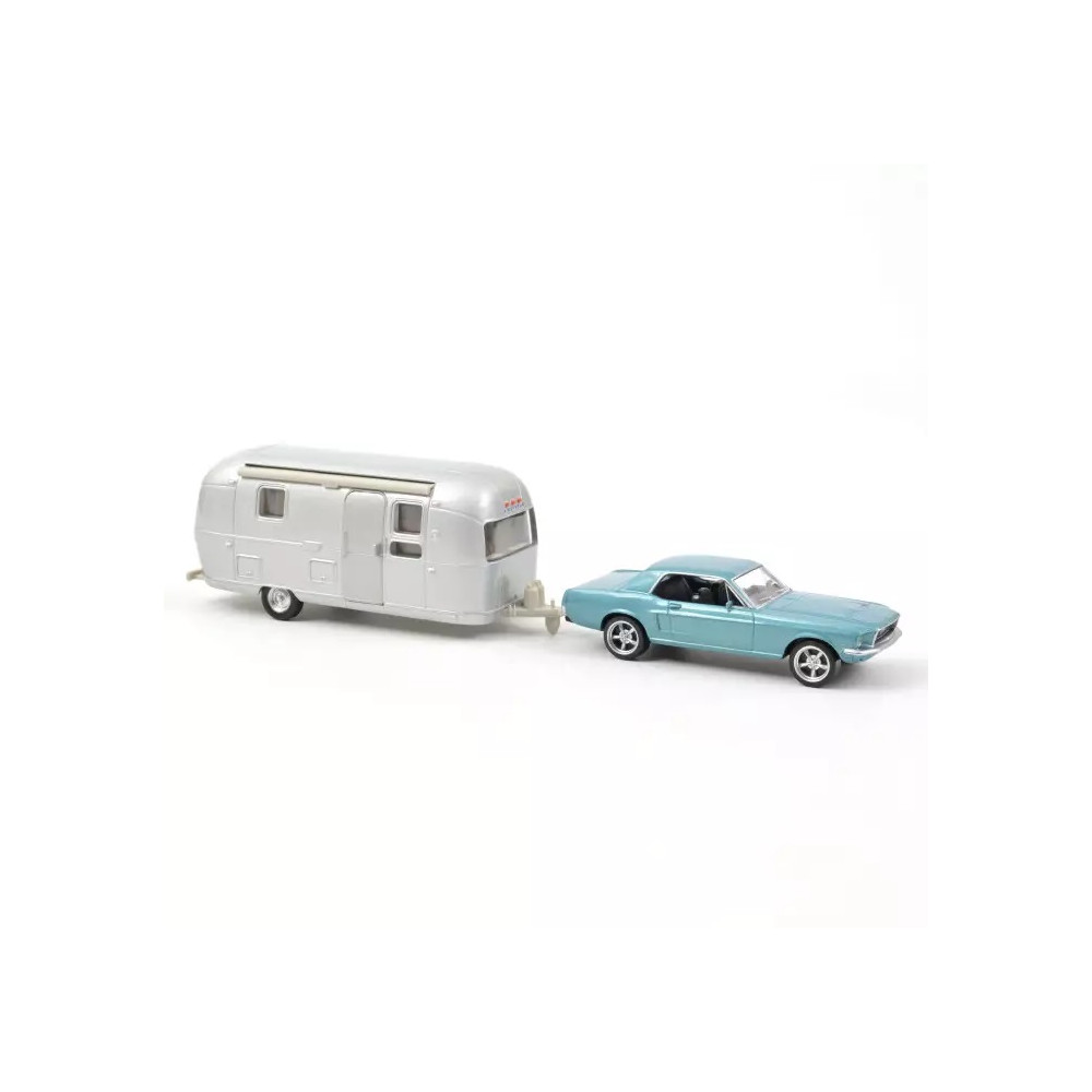 Ford Mustang 1968 bleu metal + caravane 1/43 NOREV Jet Car