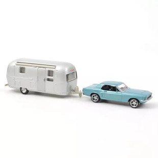 Ford Mustang 1968 bleu metal + caravane 1/43 NOREV Jet Car
