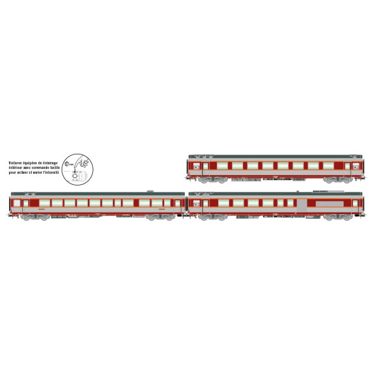 Coffret Set 3 Voitures TEE "Capitole" SNCF 1/87 HO JOUEF