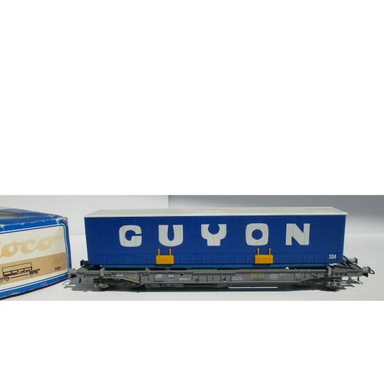 Wagon Porte-conteneur bogies SNCF SEGI Container GUYON 1/87 ROCO