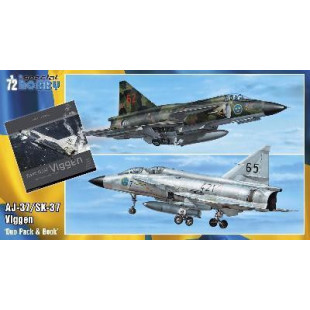 PACK 2 AVIONS AJ-37/SK-37 VIGGEN + LIVRE 1/72 SPECIAL HOBBY