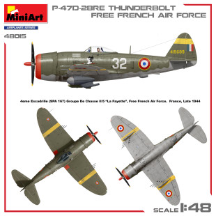 Republic P-47D Thunderbolt "Bubbletop" French Air Force maquette 1/48 MINIART