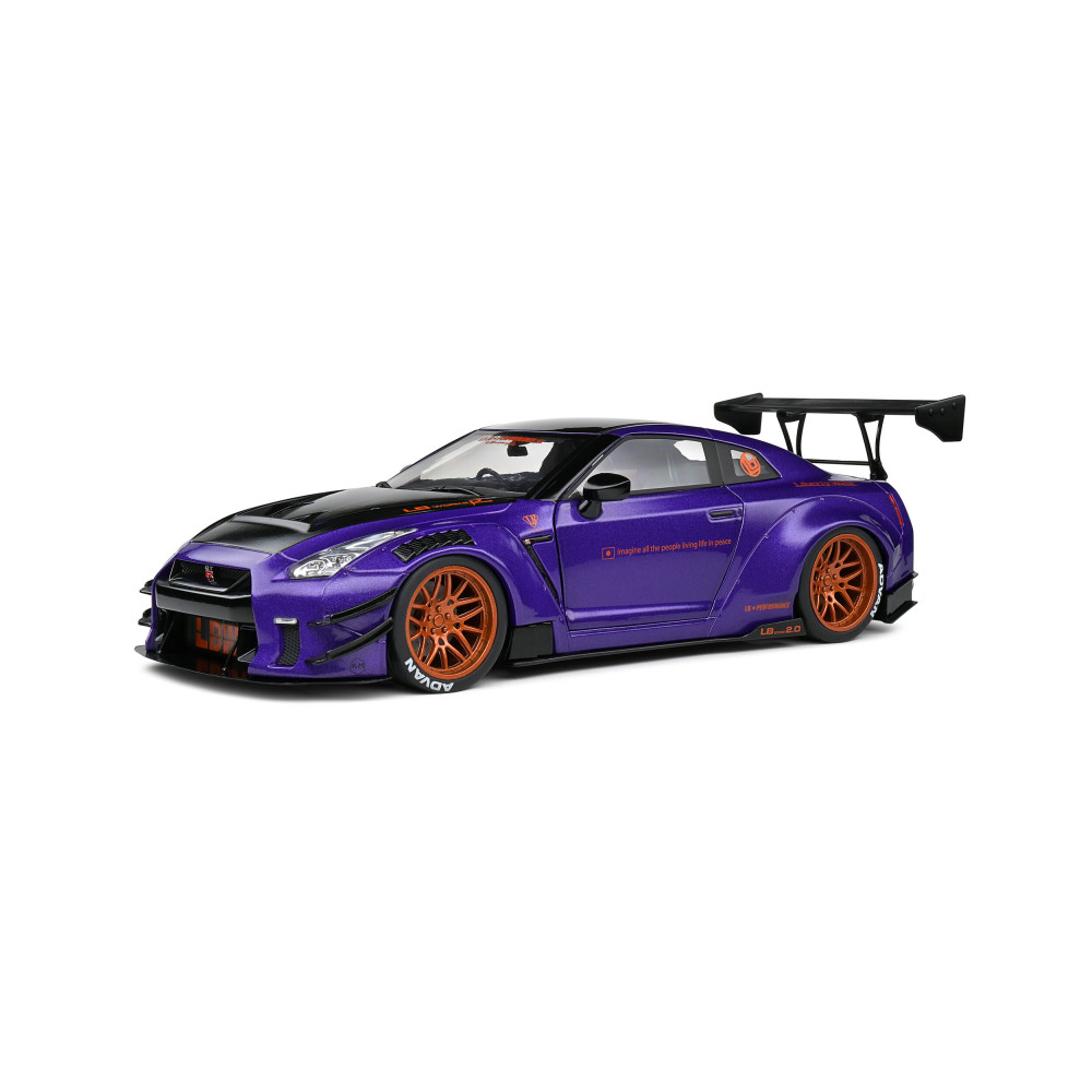Nissan GT-R (R35) W/ liberty walk body kit 2.0 purple 2022 1/18 SOLIDO