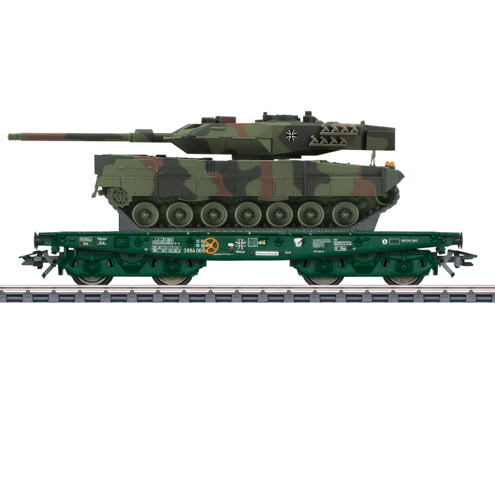 Wagon plat bogies charges lourdes & chargement Char Leopard 1/87 MARKLIN