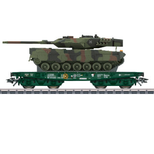 Wagon plat bogies charges lourdes & chargement Char Leopard 1/87 MARKLIN