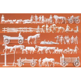 60 personnages attelages animaux de campagne maquette 1/87 HO PREISER