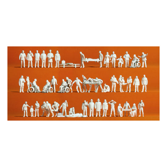 52 figurines Service secours Urgences à peindre maquette 1/87 HO PREISER
