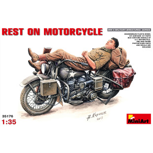 moto + figurine US Army WW2 "Repos sur la moto" maquette 1/35 MINIART