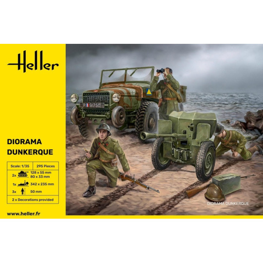 Set diorama Dunkerque Lafly figurines maquette 1/35 HELLER