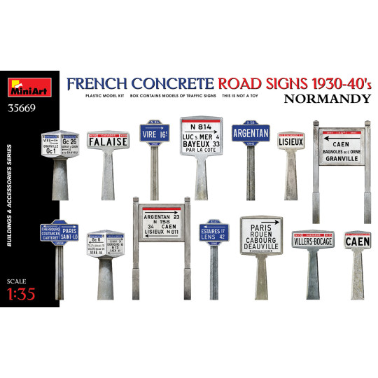 Panneaux routiers béton français 1930/40 Normandie maquette 1/35 MINIART