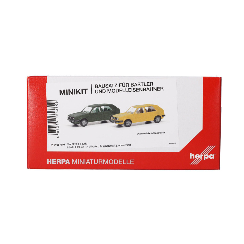 VW golf II 4-portes jaune et vert olive (2 pièces) Minikit 1/87 HERPA