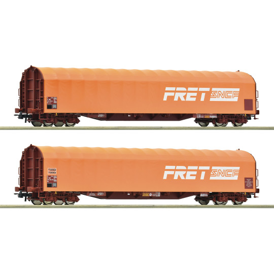 coffret set 2 wagons bogies bache FRET SNCF 1/87 ROCO