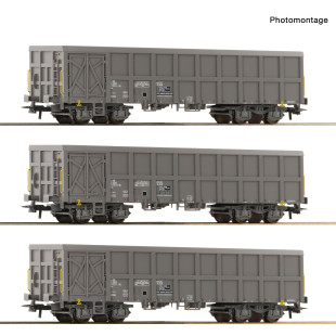 Coffret 3 u Wagons tombereaux bogies Gris Fas SNCF HO 1/87ème ROCO Coffret 3 u Wagons tombereaux bogies Gris Fas SNCF HO 1/87ème ROCO