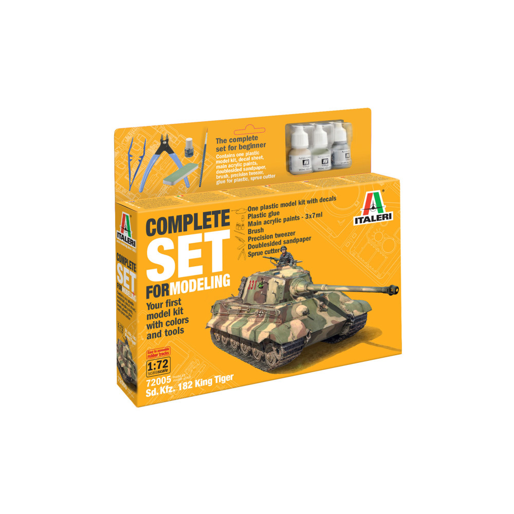 SET Char WW2 Sd.Kfz. 182 King Tiger avec outils maquette 1/72 ITALERI