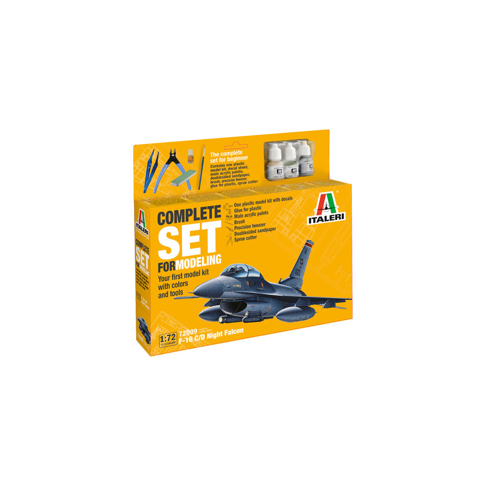 SET avion F-16 C/D Night Falcon avec outils maquette 1/72 ITALERI