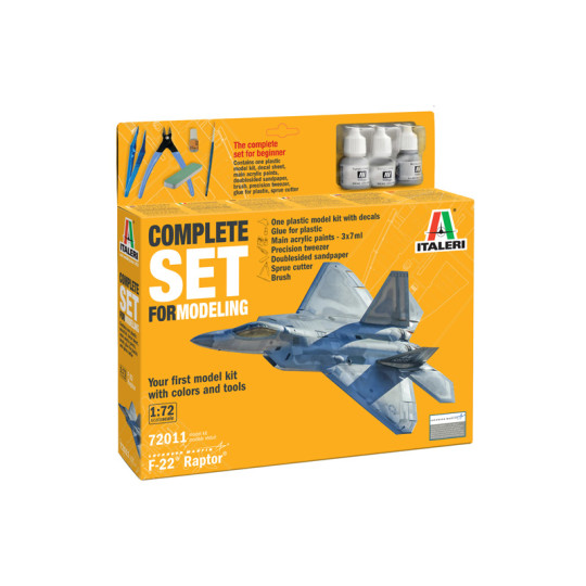 SET avion US Lockeed F-22 RAPTOR avec outils maquette 1/72 ITALERI