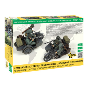 Moto Zundapp K800 avec side-car et équipage allemand WW2 maquette 1/35 ZVEZDA