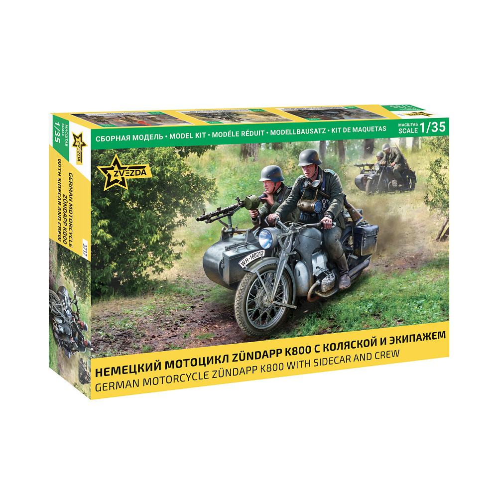 Moto Zundapp K800 avec side-car et équipage allemand WW2 maquette 1/35 ZVEZDA