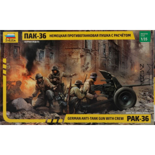 Figurines soldats allemands + canon PAK-36 anti-char maquette 1/35 ZVEZDA