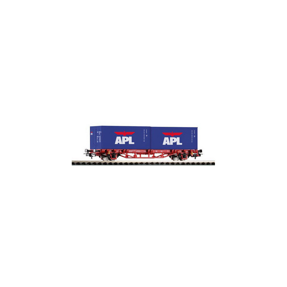 WAGON PORTE-CONTENEUR ESSIEUX CONTAINER APL 1/87ème PIKO