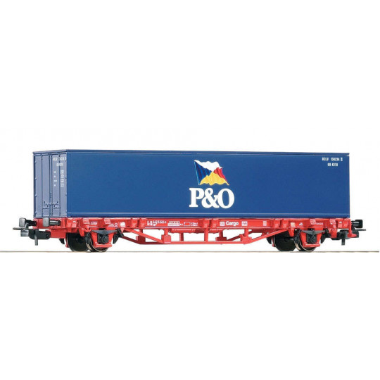 WAGON PORTE-CONTENEUR ESSIEUX CONTAINER P&O 1/87ème PIKO