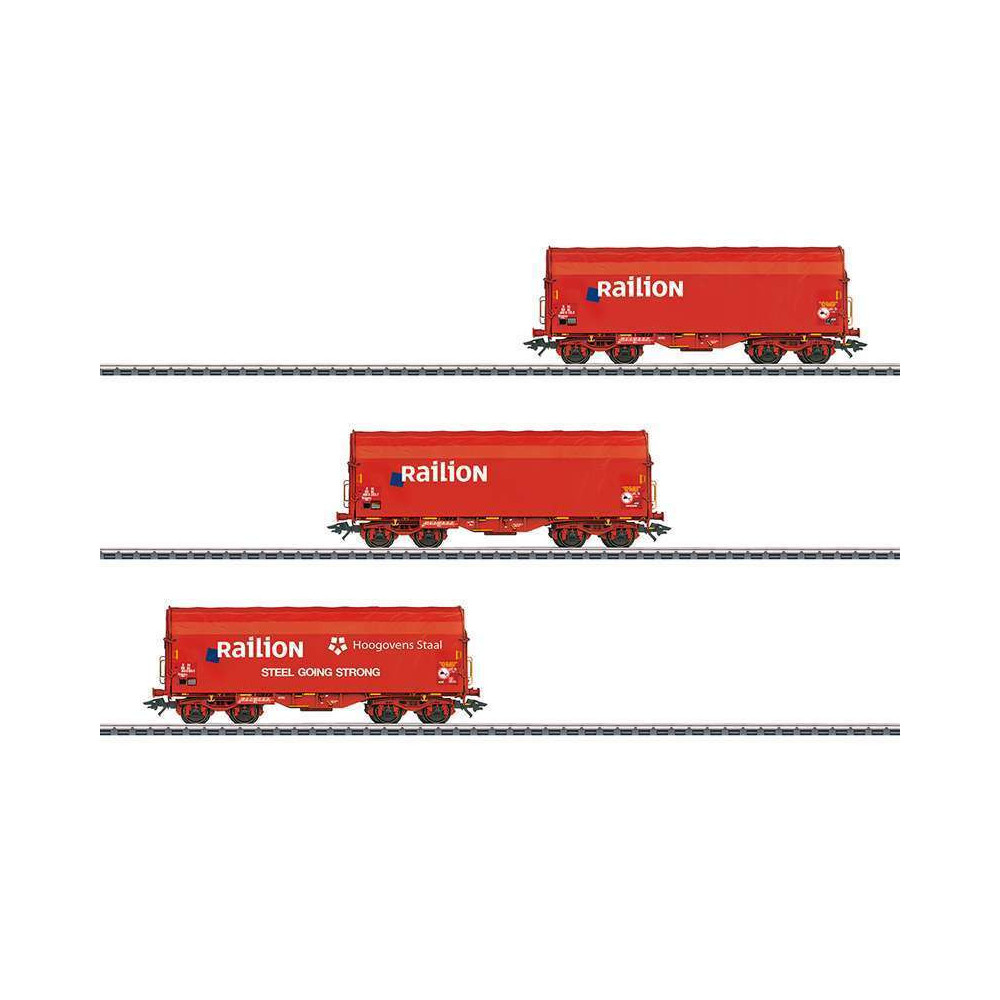 WAGONS COFFRET 3 u BOGIES BACHE RAILION 1/87ème MARKLIN