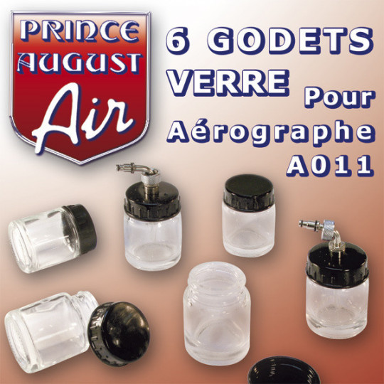 6 GODETS VERRE POUR AEROGRAPHE A011 - PRINCE AUGUST